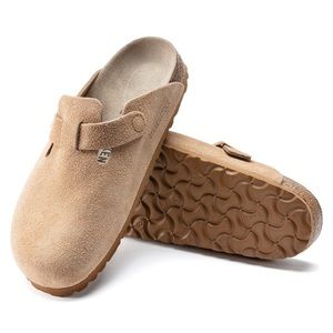 Birkenstock Boston Clay Suede Leather Clogs Narrow Fit